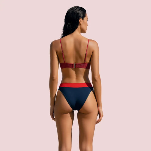 Sporty V-Neck Bralette Bikini Topa with Thin Straps (Top Only) Snazzyway