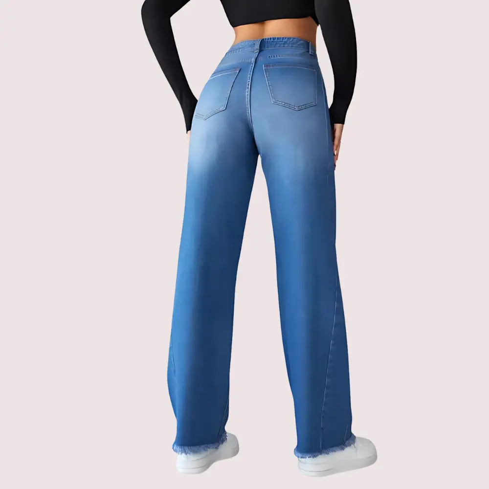 Wide-Leg Casual High-Waist Non-Elastic Jeans for Women Snazzyway