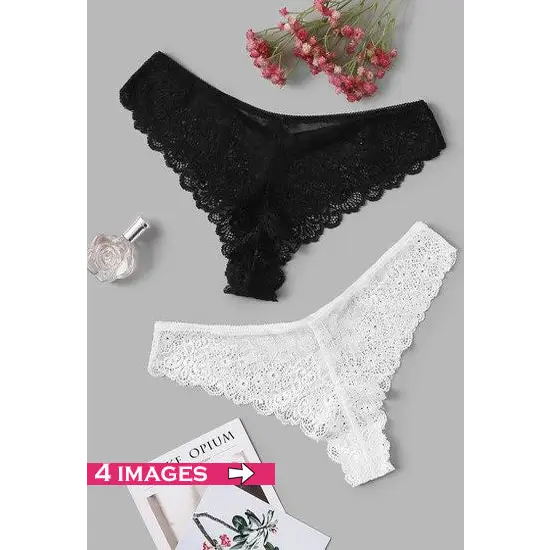 2 Pack Black & White Lace Hipster