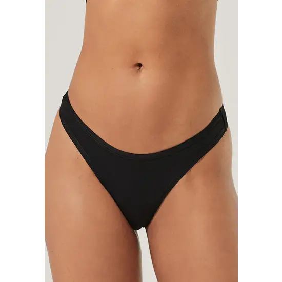3 Pack organic cotton black thong panties