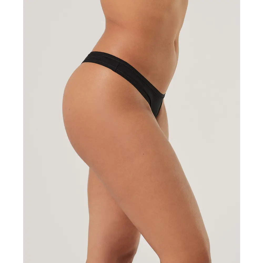 3 Pack organic cotton black thong panties