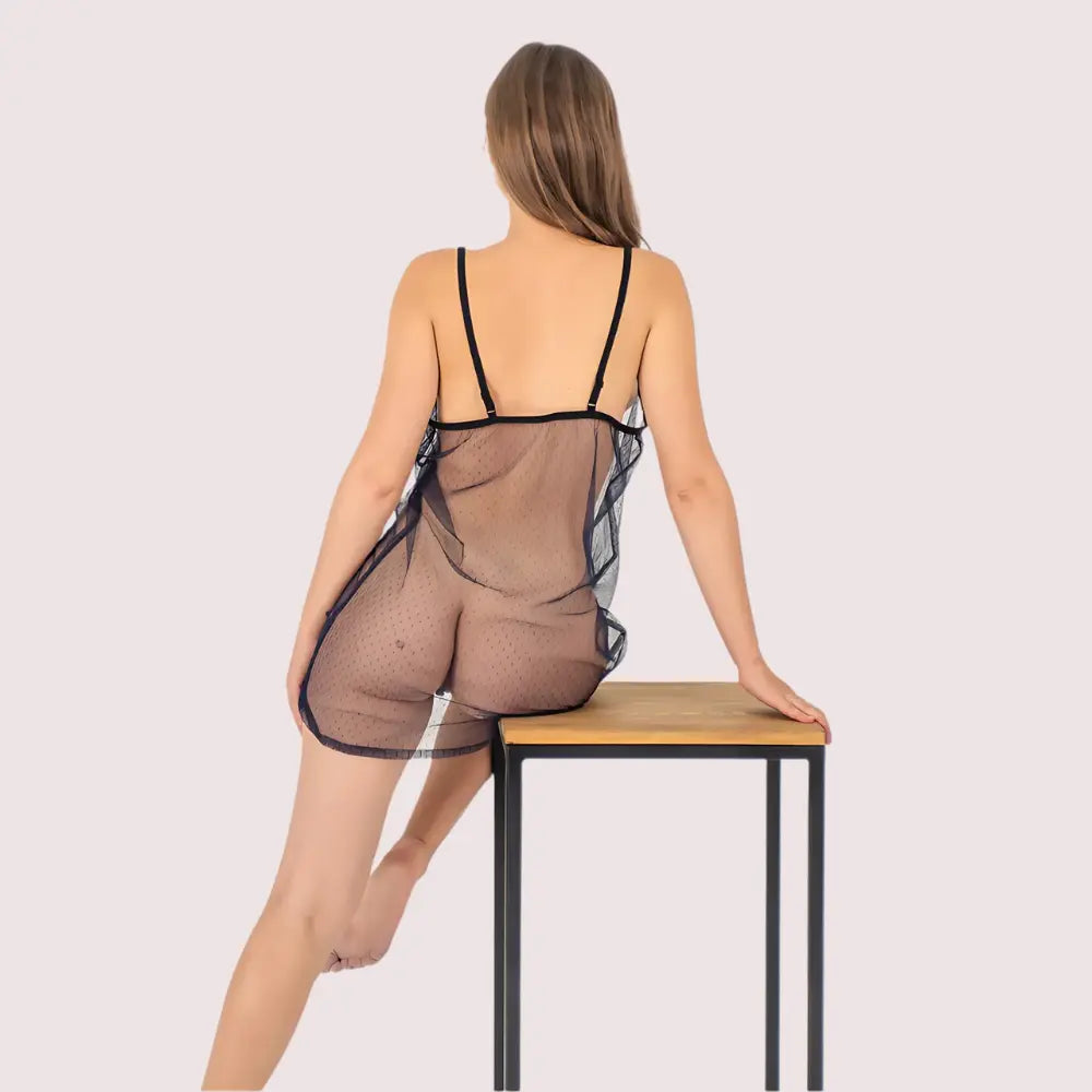 Midnight Allure Sheer Babydoll – Plus Size Snazzyway