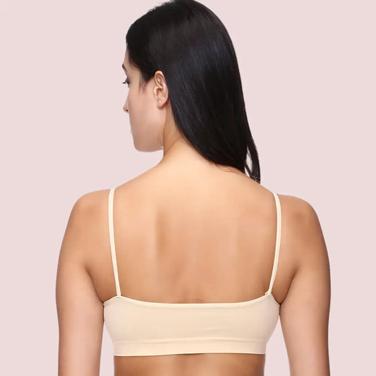 "Comfort" Beige Thin Straps Sports Bra Snazzyway