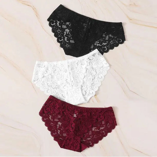 3 pack Lace Flowers hipster Panties Snazzyway