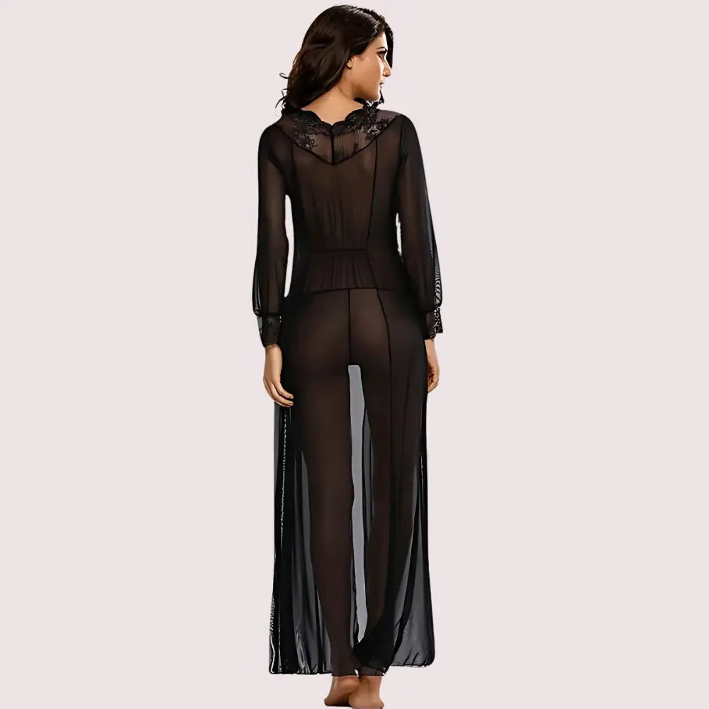 Romantic Sheer Elegance Black Nightgown Snazzyway