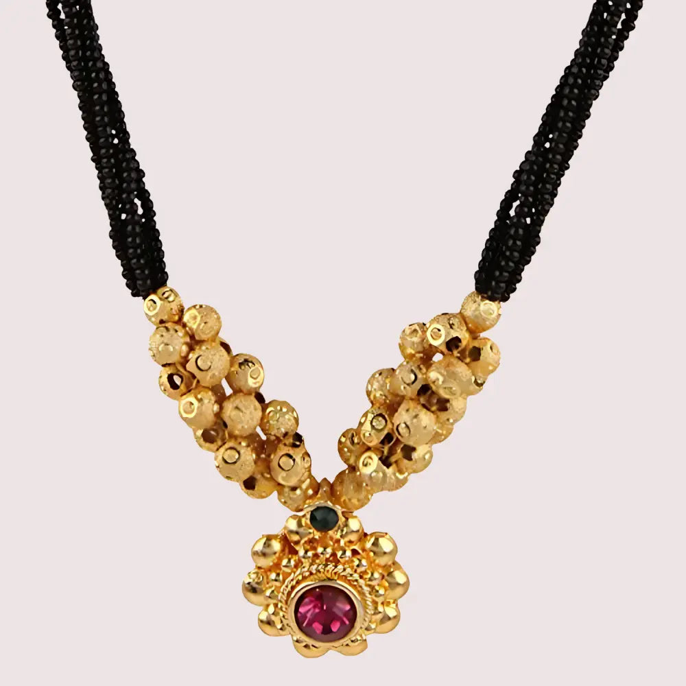 Traditional Gold Plated Thushi Mangalsutra Pendant Necklace Snazzyway