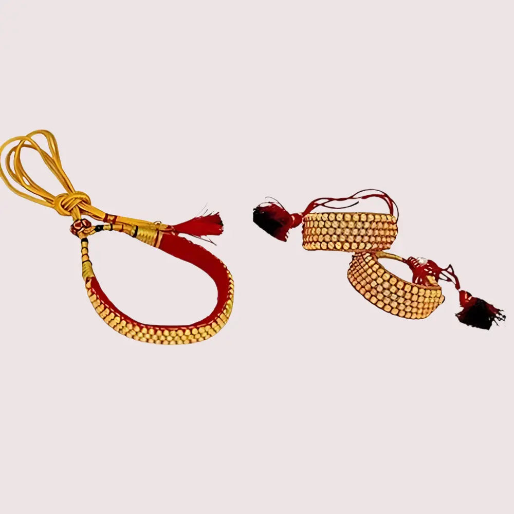 Gold Plated Kumauni Necklace with Pochi Set Snazzyway
