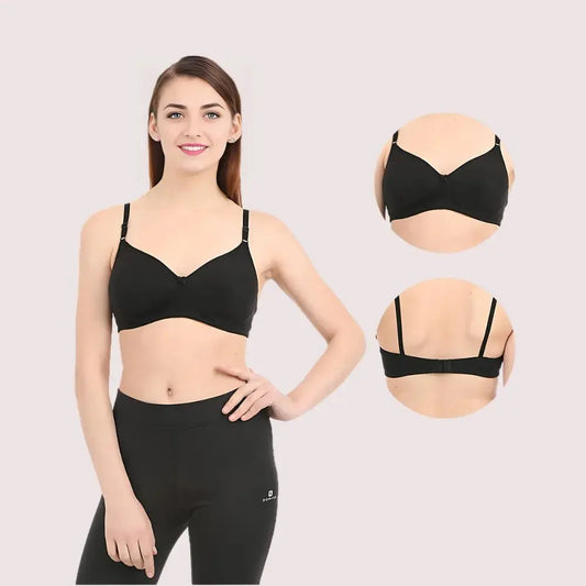 Black Non Wired Padded Bra Snazzyway