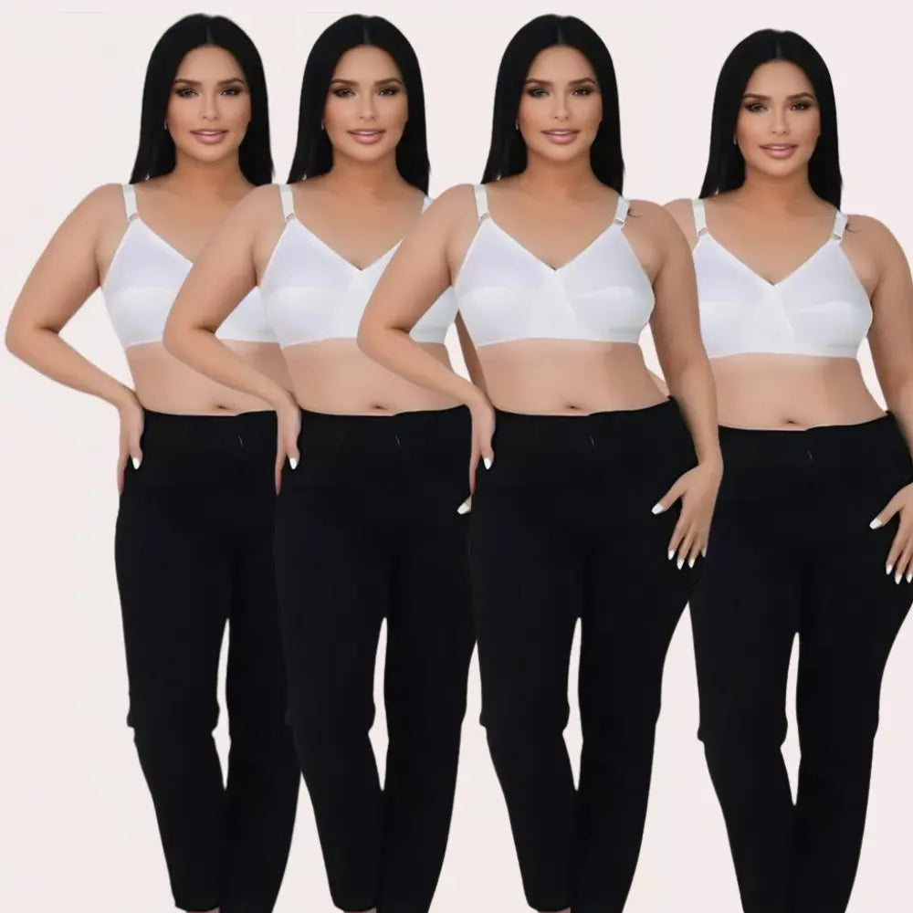 PureBreeze 4-Pack – White Cotton Bras for Summers Snazzyway
