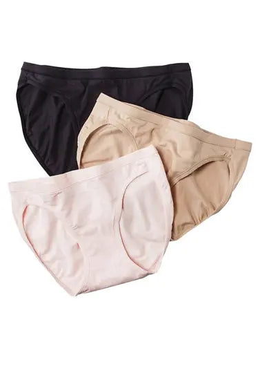 Westren Beauty Plus Size Elastic Waist Panties 3-Pack+ 1 Free Bra Snazzyway