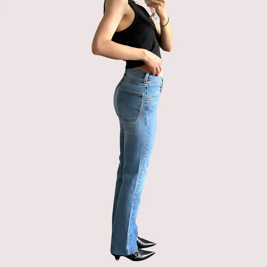 Women's Light Blue High Waist Denim Jeans Snazzyway