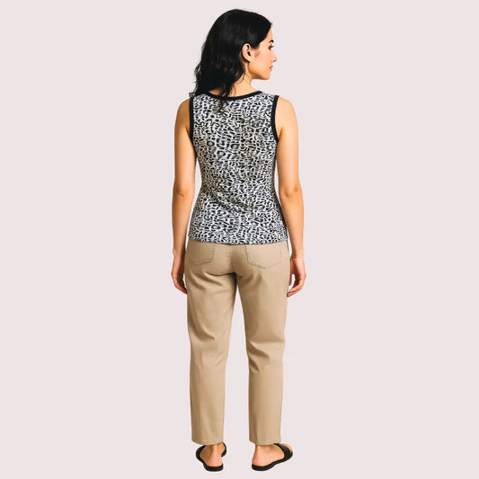 Monochrome Leopard Print Tank Top Snazzyway