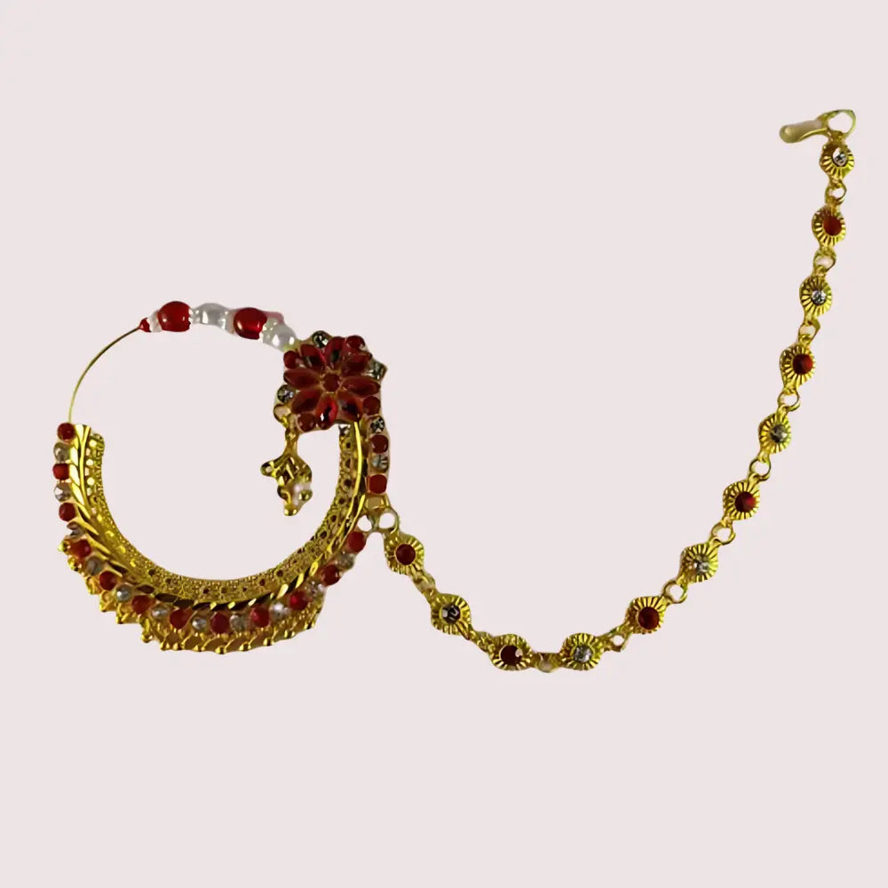 Luxurious Bridal Nose Ring with Elegant Pearls Snazzyway