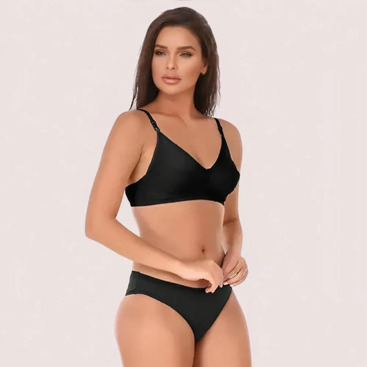 Timeless Black Cotton Bra Set Snazzyway