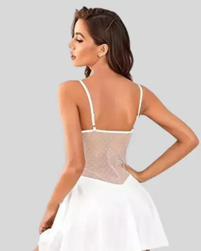 Pure Elegance White Lace Babydoll Nightwear Snazzyway