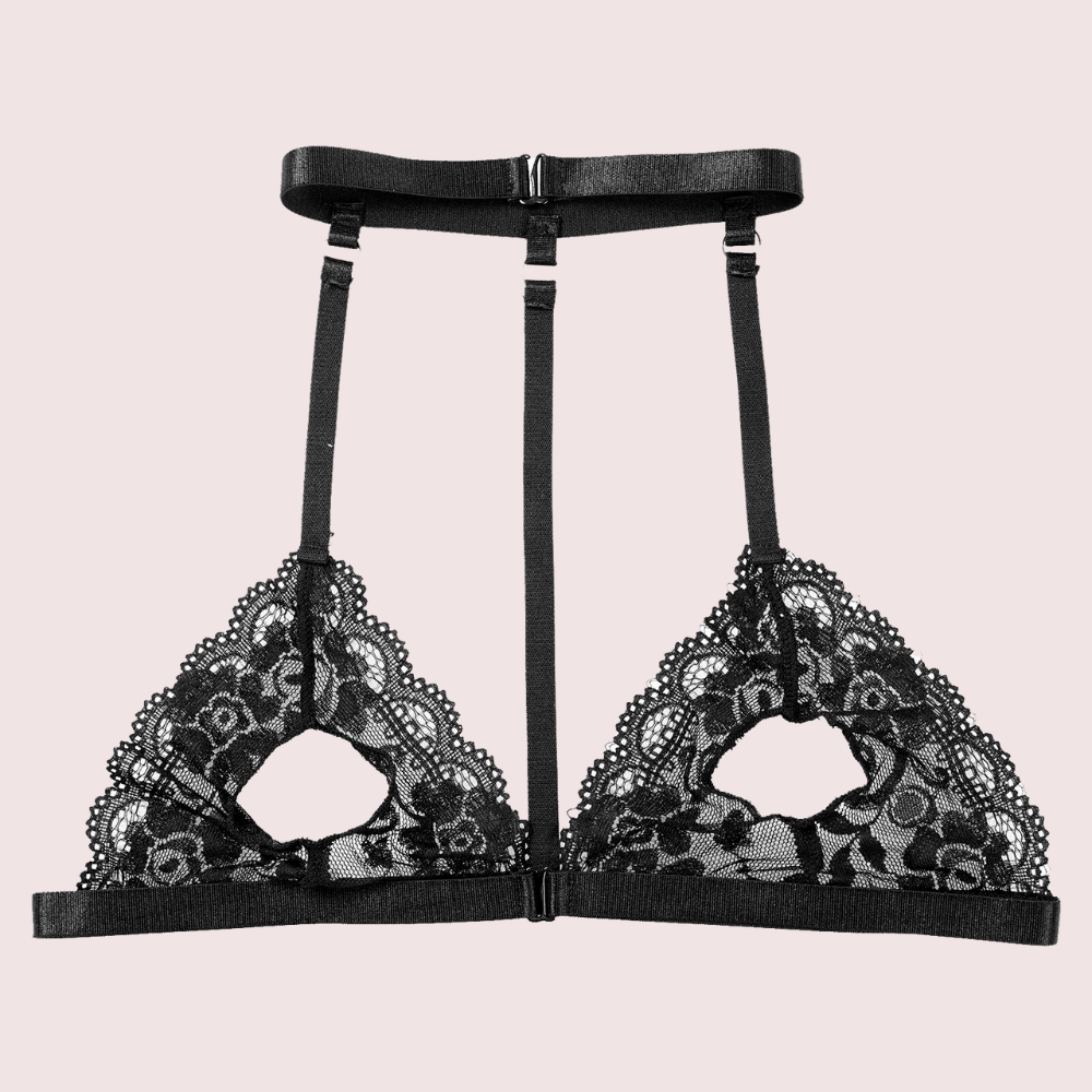 Romantic Sheer Lace Open Nipple Bralette - Boldlior