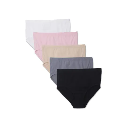 Beauty 5-Pack Soft Elastic Plus Size Panties+ 1 Free Bra