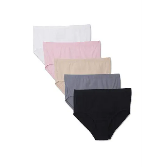 Beauty 5-Pack Soft Elastic Plus Size Panties+ 1 Free Bra