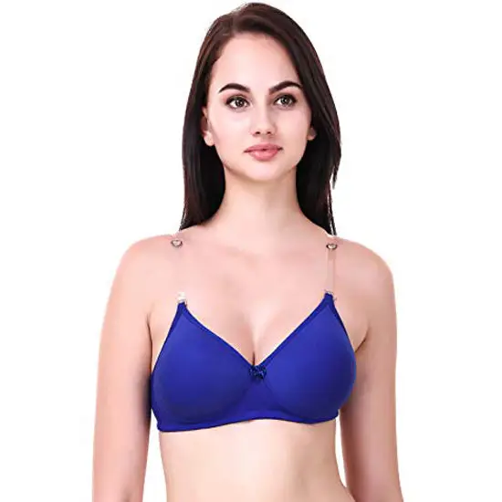 Blue Transparent Strap Bra