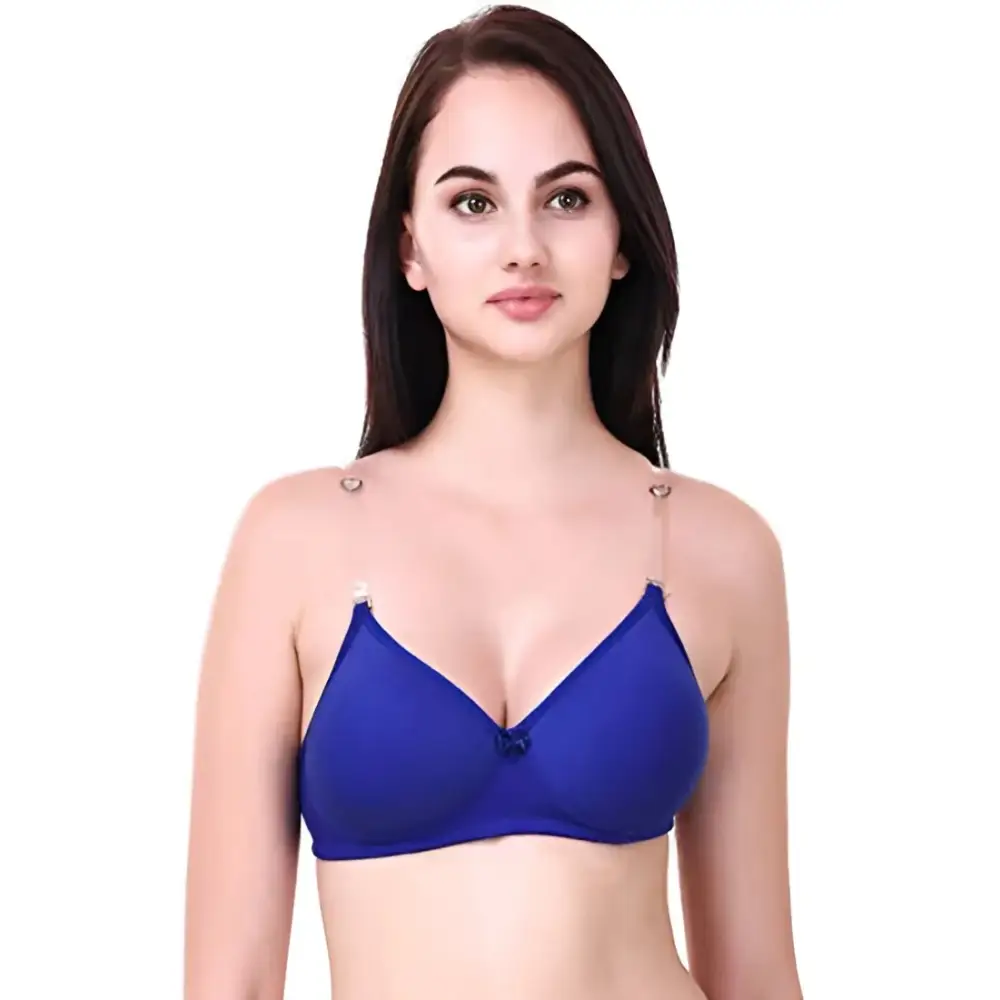 Blue Transparent Strap Bra