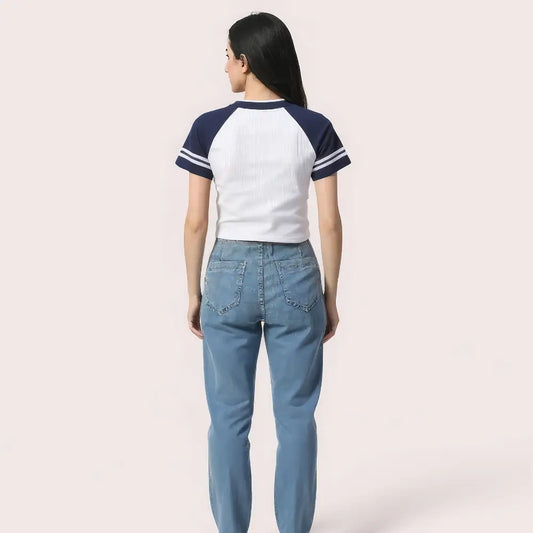 ’Brooklyn 76’’ Varsity Crop Top – Navy & White