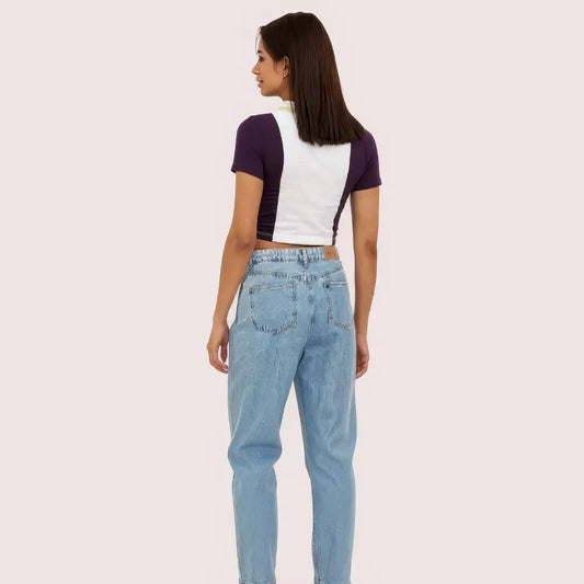 ’Camper Chic’ Contrast Zip Crop Top