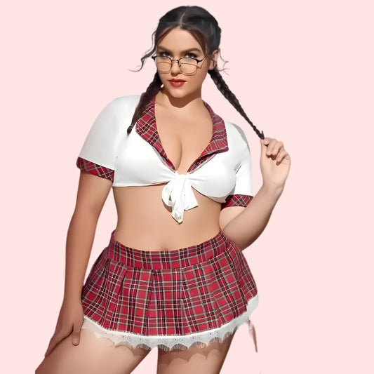 French Daina Schoolgirl Sweetheart Roleplay Costume with Luxury Panty Gift Snazzyway