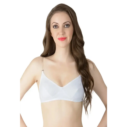 Classic White Transparent Strap Bra