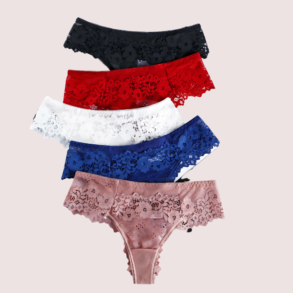 Beautiful Low Waist Thong Panties Pack (of 5)