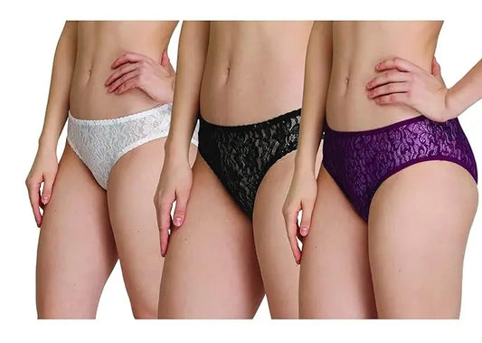 Women's Low Waist Lace Panty Trio - Pack of 3 Snazzyway