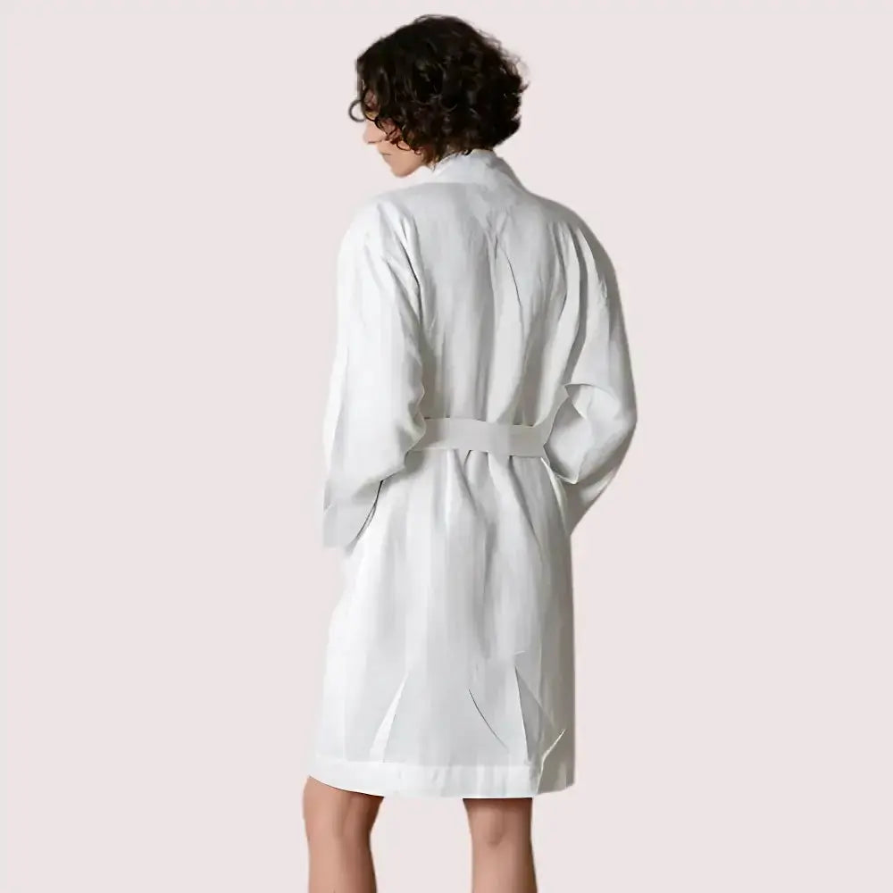 Elegant Natural Genova Linen Bath Robe