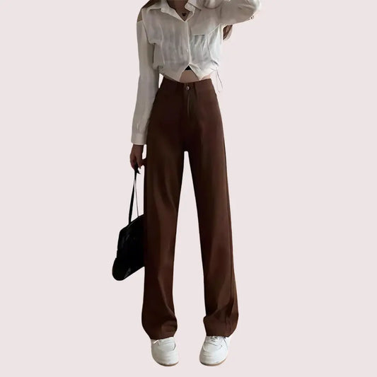 Women's Brown High Rise Wide Leg Loose Denim Jeans Snazzyway