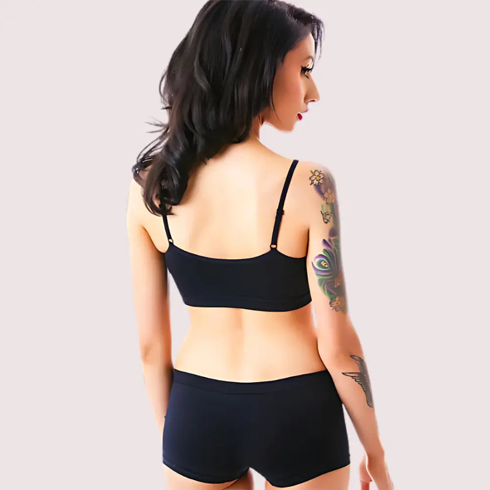 Sporty Spaghetti Strap Sports Bra Matching Boyshort Snazzyway
