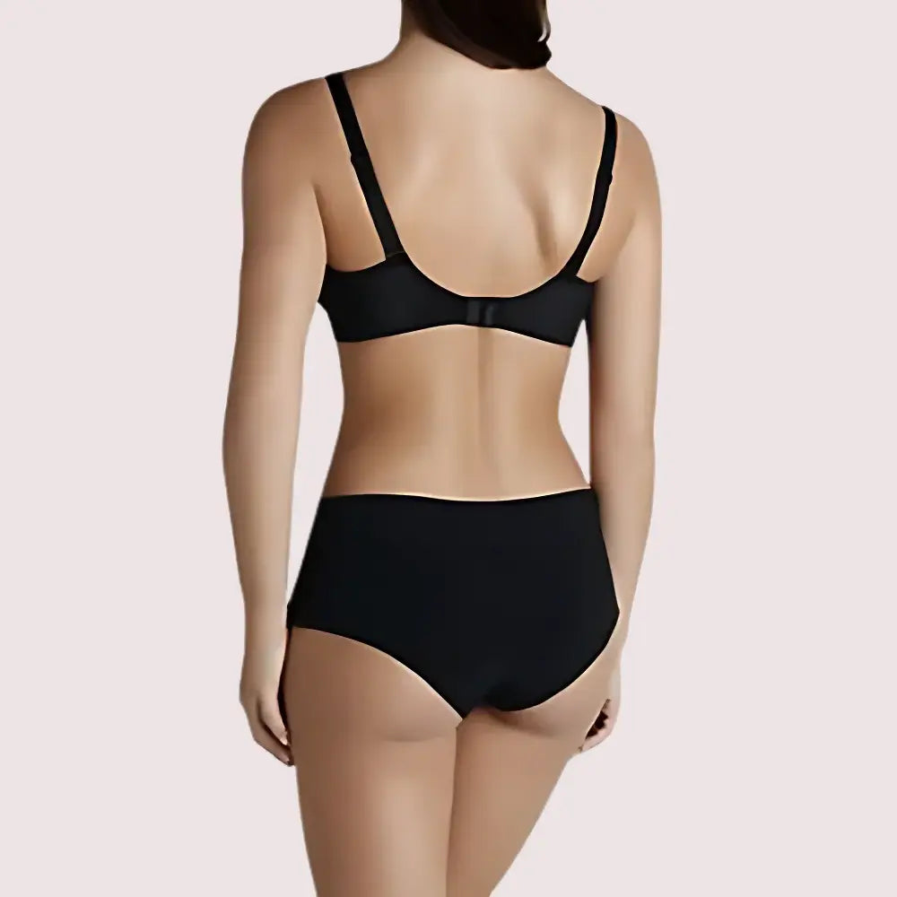 Dashing Black Plunge T-shirt Bra Boyshort Set Snazzyway