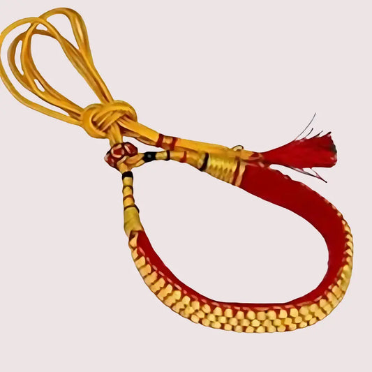 Gold Plated Kumauni Necklace with Pochi Set - Golden