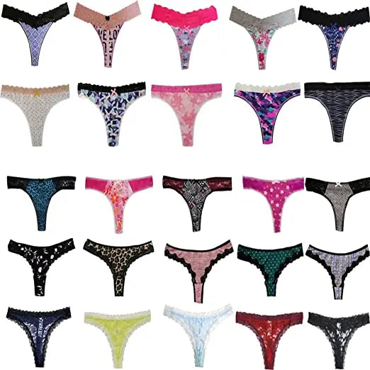 Six Assorted styles Thong's in One Pack Snazzyway
