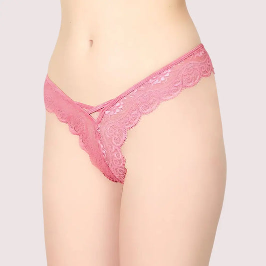 Pink Lace Design Womenβs Thongs ( Pack of 1 ) Snazzyway