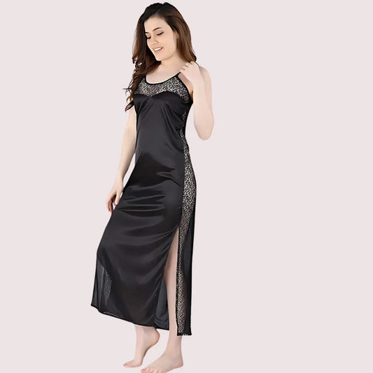 Elegant Lace Seductive Black Nightgown Snazzyway