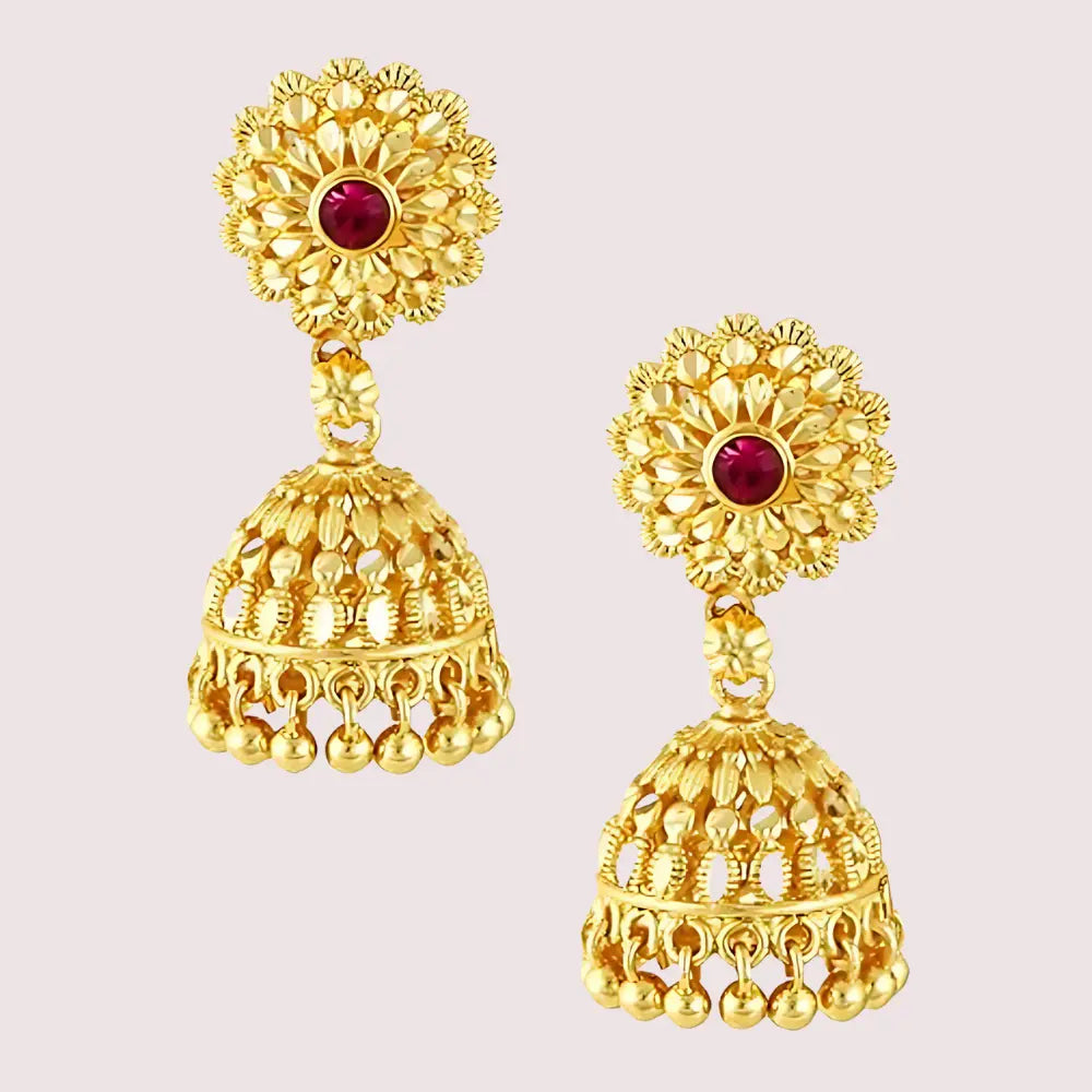 Traditional yet Stylish Ruby Jhumkas Earrings Snazzyway