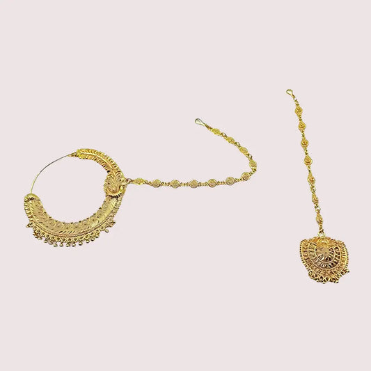 Kumauni Guloband with Nath & Mangtika - Golden