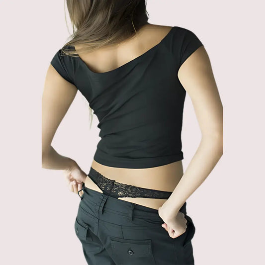 No Secret Low Rise "V" Shape Lace Thong Panty Snazzyway