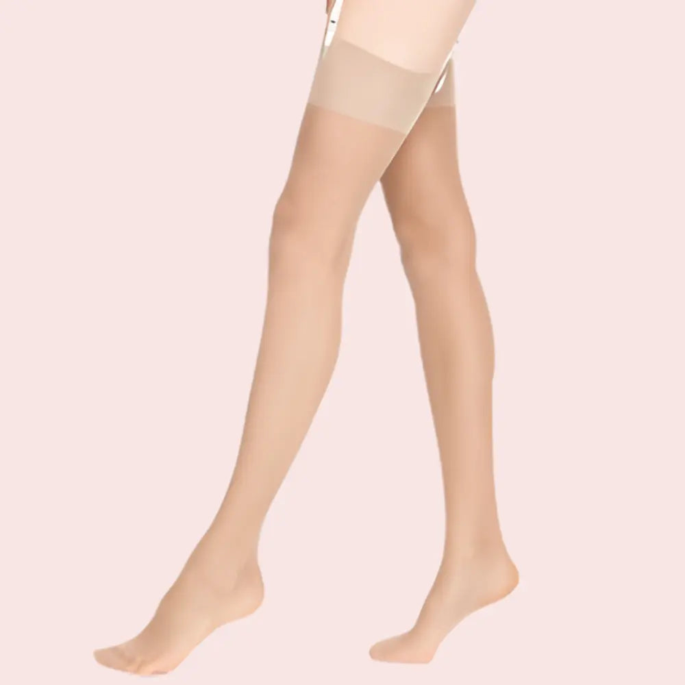 Soft Nude Sheer Thigh-High Stockings – Pack of 2 (Premium Comfort Fit) Snazzyway