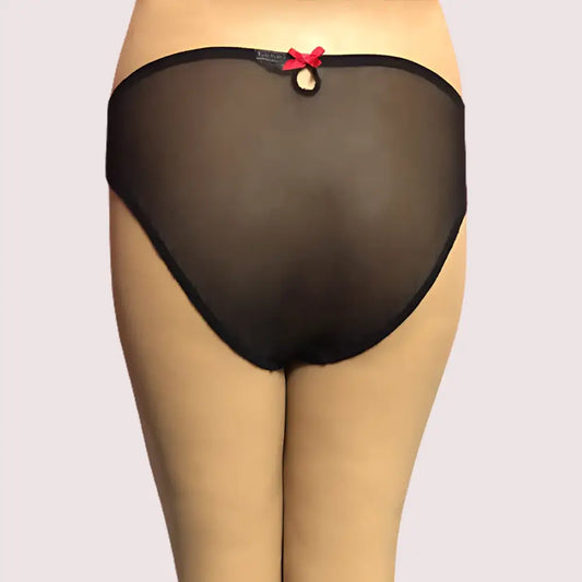 Netted Sexy Keyhole Back Hipster Panty - M / black & red