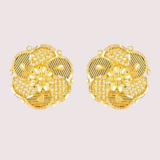 Pack of 2 Gold Finish Traditional Earrings Set for Women - Golden