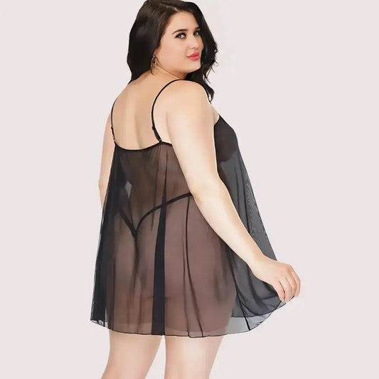 Plus Size Sheer Black Chemise