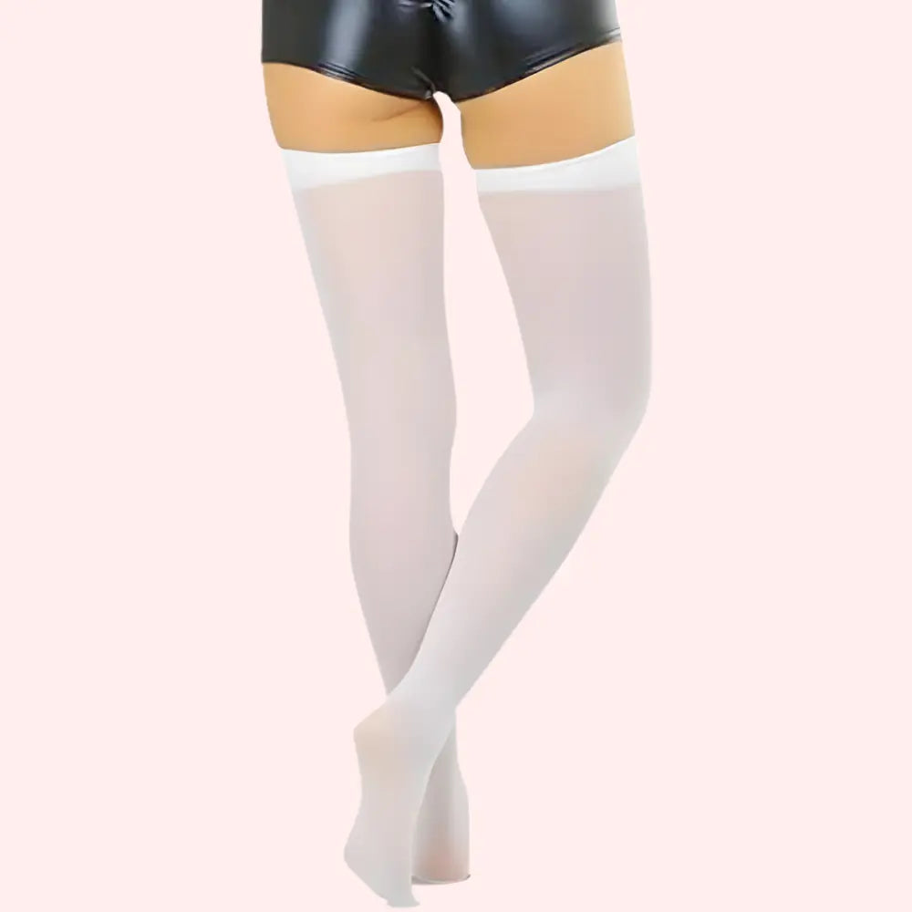 Classic Opaque Thigh-High Stockings Pack of 2 – Black & White Stay-Up Hosiery Snazzyway