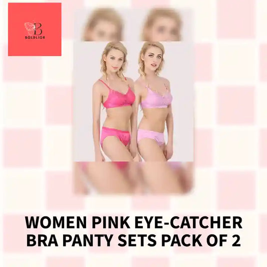 Women Pink Eye-Catcher Bra Panty Sets Pack Of 2 by@Outfy