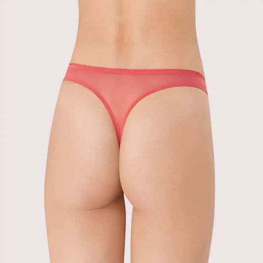 PRINCESSE Dream Spotlight Coral Fishnet Lace Thong - M / Coral