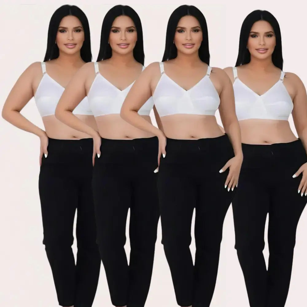 PureBreeze 4-Pack – White Cotton Bras for Summers