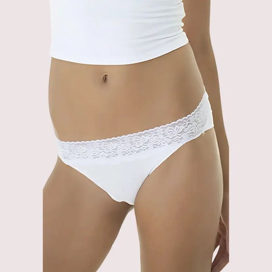 M&S Top Lace Waistband Cotton Thong Panty Snazzyway